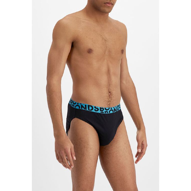 B FOR BONDS Men's Logo Briefs 4 Pack, Black, hi-res