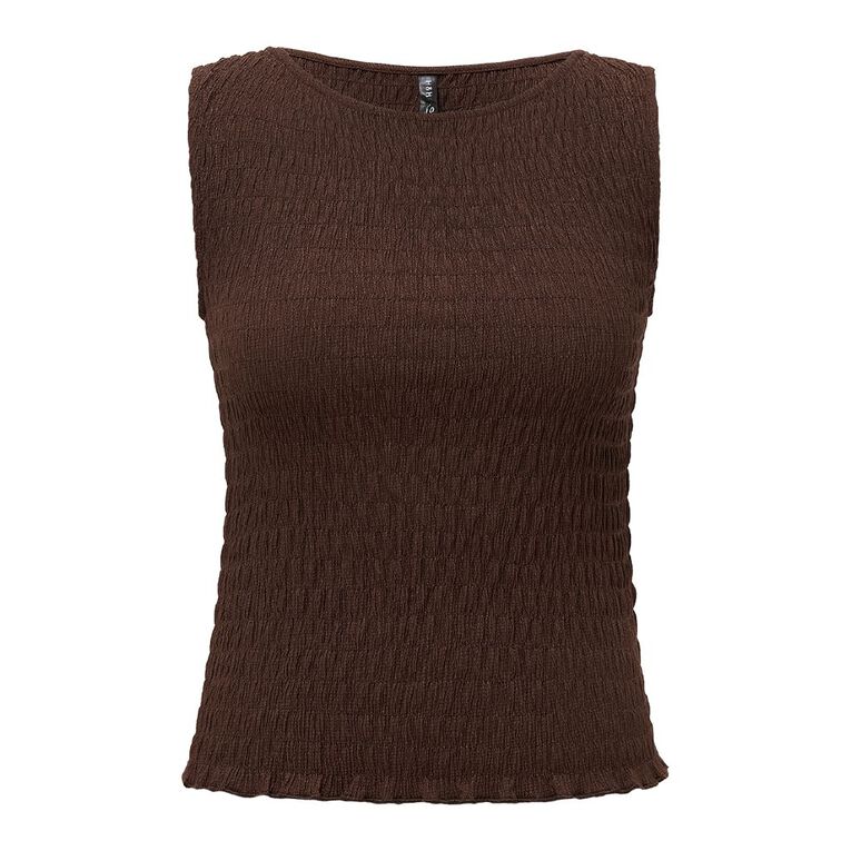 H&H Women's Shirred Tank Top, Brown Dark, hi-res