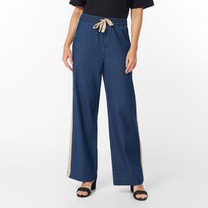 H&H Women's Wide Leg Pull On Side Stripe Jean