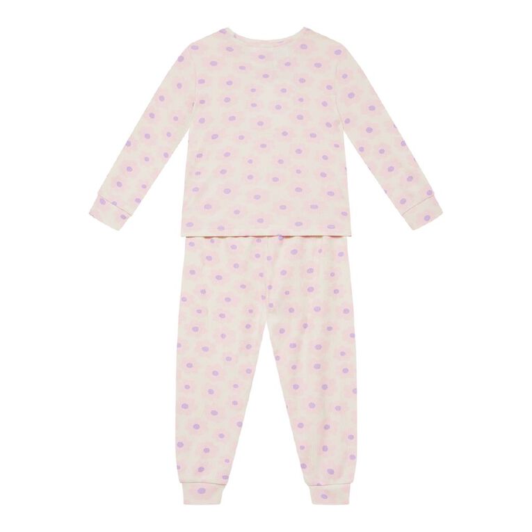 H&H Girls' Ribbed Long Sleeve Pyjama 2 Pack, Purple Mid, hi-res