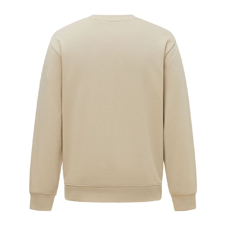 H&H Men's Plain Crew Sweatshirt, Brown Light, hi-res