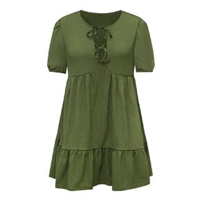H&H Women's Tie Front Tiered Dress Mini