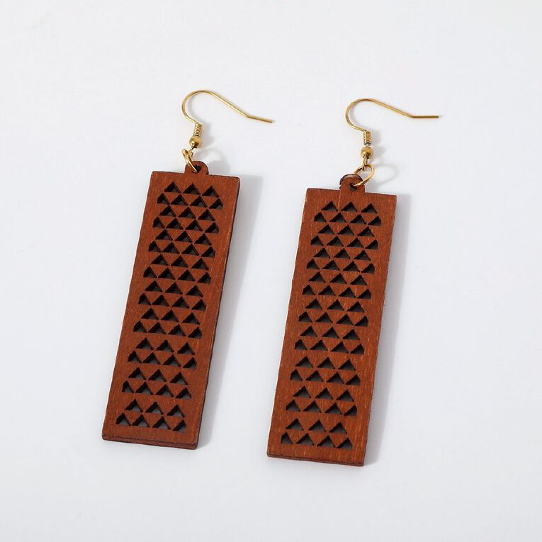 Kiwiana Dangle Earrings Wooden, , hi-res