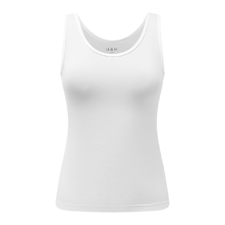 H&H Women's Essential Seamless Singlet, White, hi-res