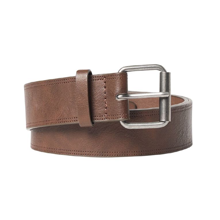 H&H Men's Coated Leather Belt, Black, hi-res
