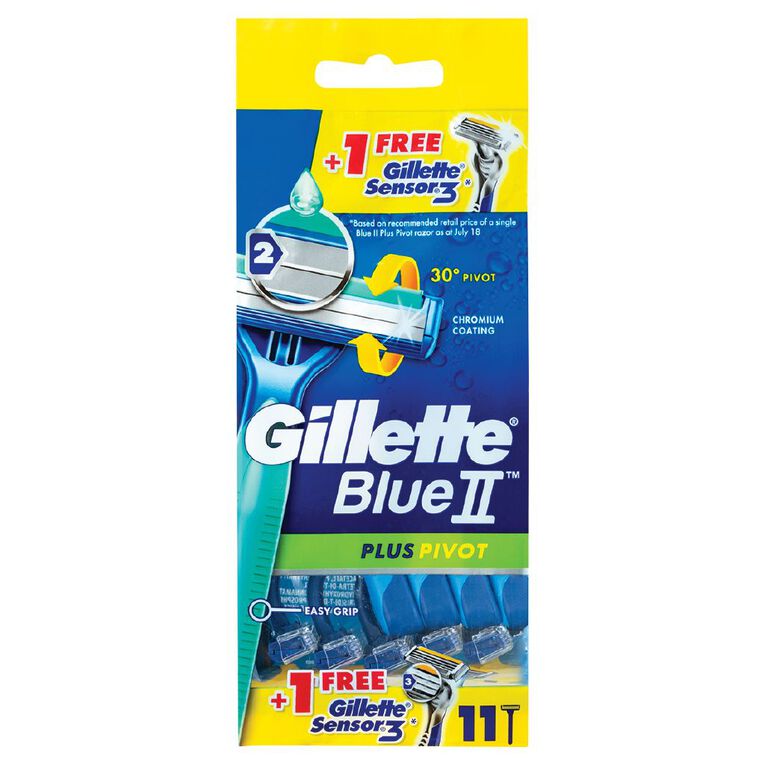 Gillette Blue II Disposable Razor 10 Pack + Sensor 3 Disposable Razor, , hi-res