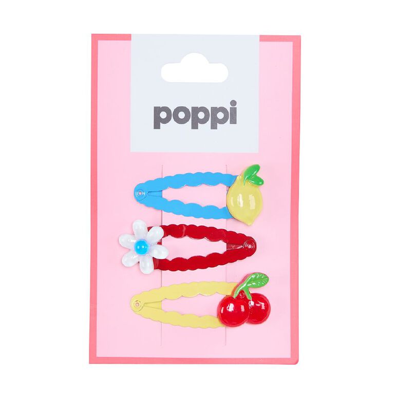 Poppi Hair Clips Cherry 3 Pack, , hi-res