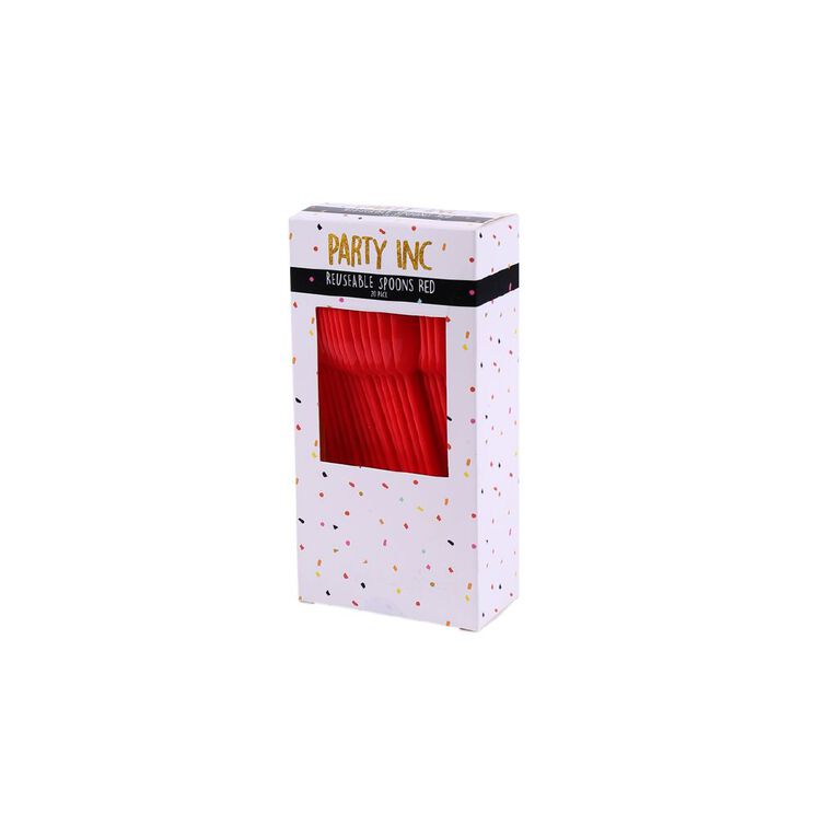 Party Inc Reuseable Spoons Red 20 Pack, , hi-res