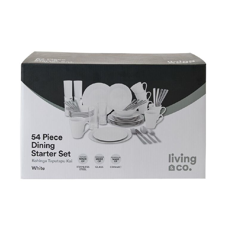 Living & Co Dining Starter Set White 54 Piece, , hi-res