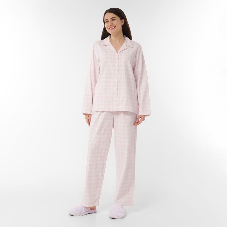 H&H Women's Classic Flannelette Pyjama Set, Pink Light, hi-res