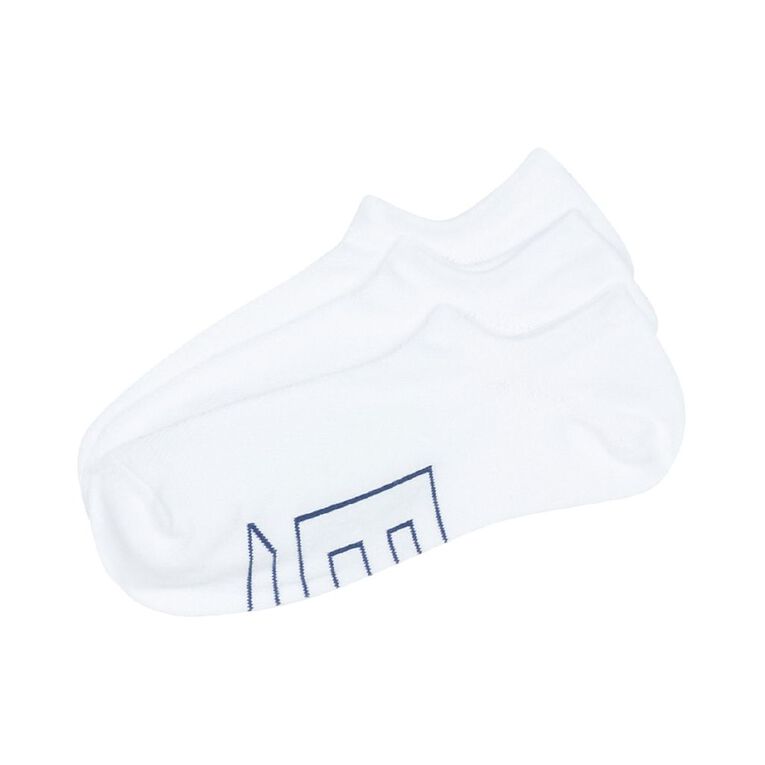 B FOR BONDS Men's No Show Socks 3 Pack, White, hi-res