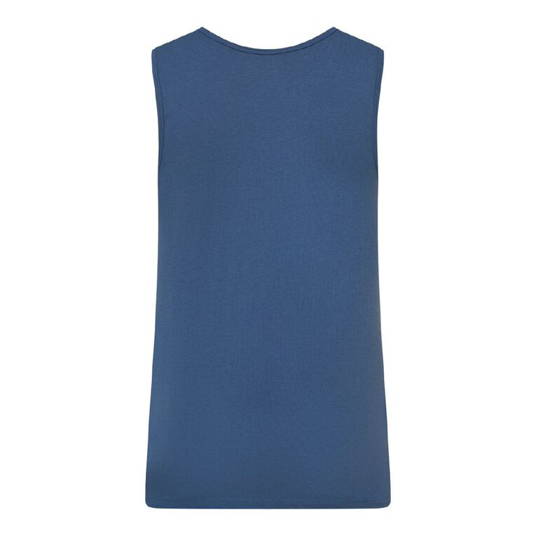 H&H Men's Graphic Print Singlet, Blue Mid, hi-res