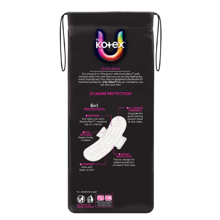 U By Kotex Maxi Pads Wings Super Size 12, , hi-res