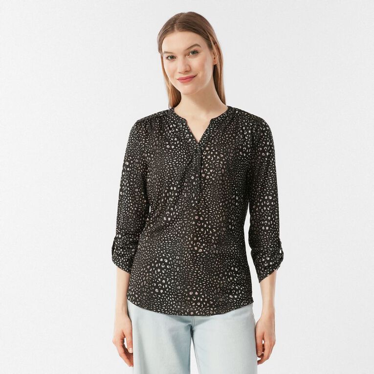 H&H Women's PB Henley, Black, hi-res
