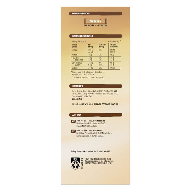 Nescafe Coffee Sachets Mocha 26 Pack, , hi-res