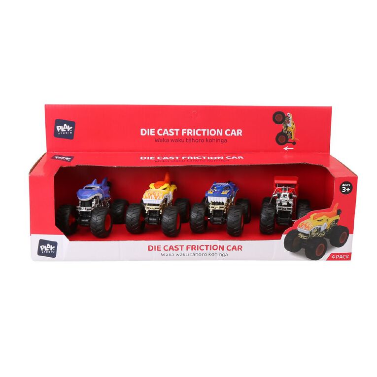 Play Studio Die-cast Friction Car 4 Pieces, , hi-res
