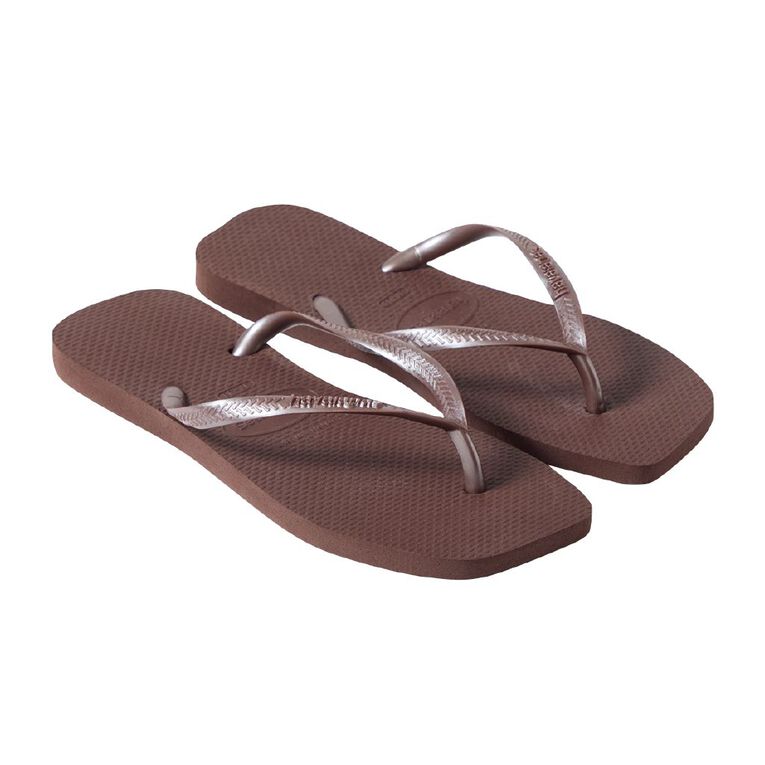 Havaianas Slim Square Jandals, Brown, hi-res