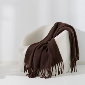 Living & Co Throw Faux Mohair Brown Mid 127cm x 152cm