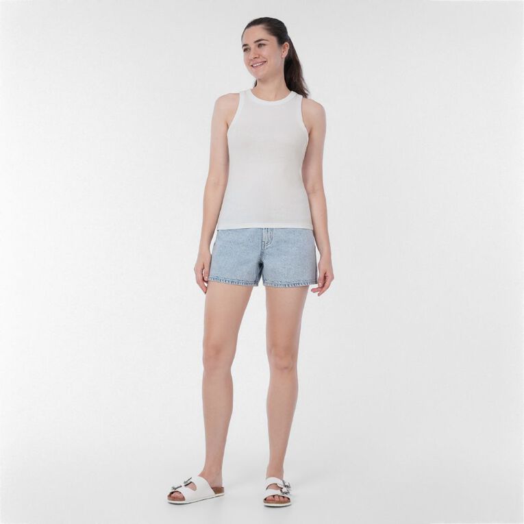 H&H Women's Rib Racer Back Tank, White, hi-res