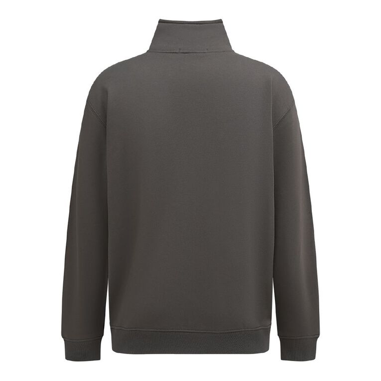 H&H Men's heavyweight Quater Zip Sweat, Brown Dark, hi-res