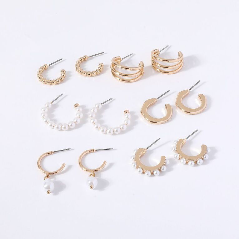 Pearl Hoop Earrings, , hi-res