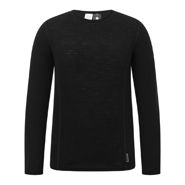 H&H Men's Merino Thermal Long Sleeve Top, Black, hi-res