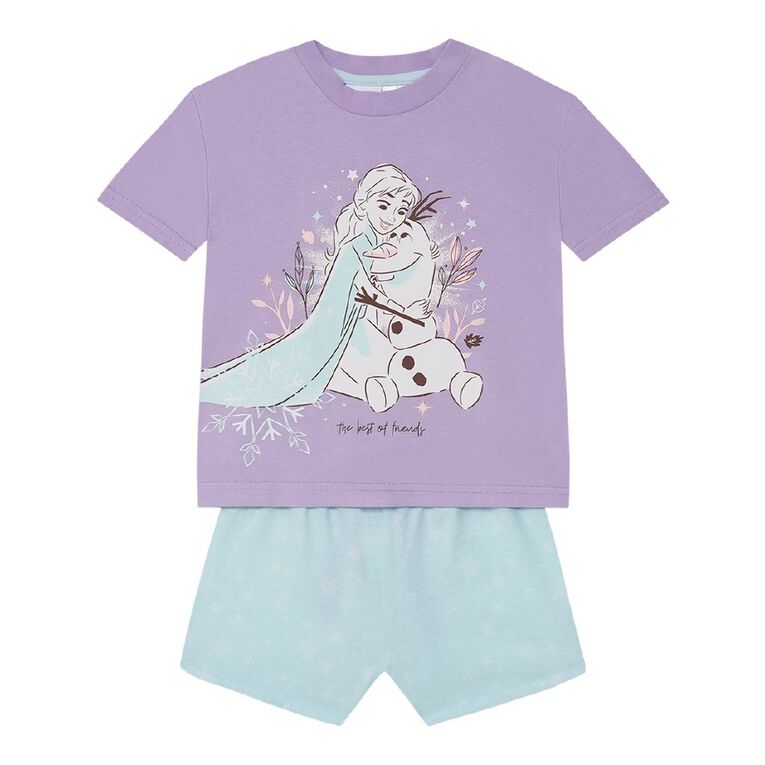 Frozen Girls' Boxy T-Shirt and Short Pyjama Set, Purple Mid, hi-res