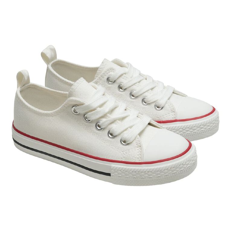 Young Original Senior Kids' Jude Canvas Low Top Sneakers, White/Red, hi-res