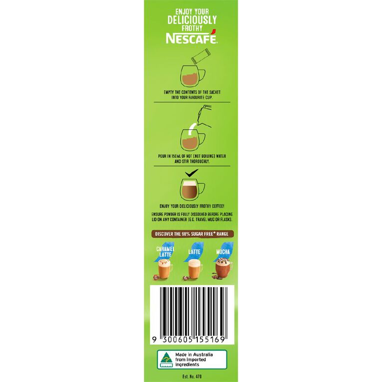 Nescafe 98% Sugar Free Hazelnut Coffee 10 Pack, , hi-res