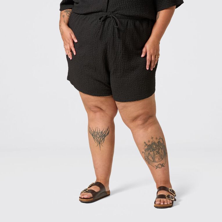 H&H Plus Women's Knit Resort Shorts, Black, hi-res