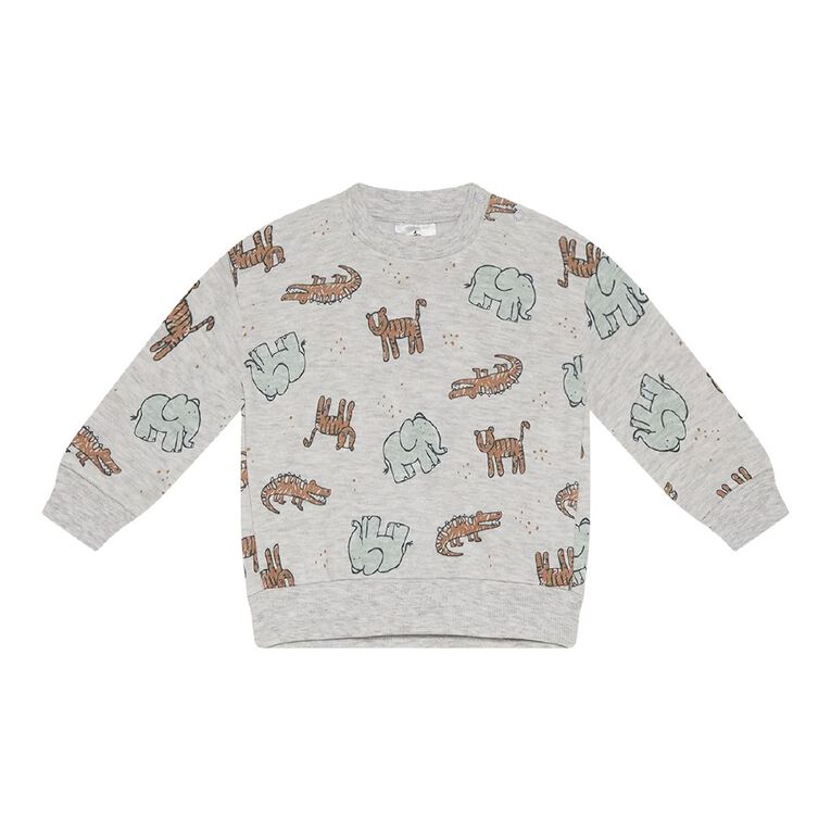 Young Original Babies' Crew Printed Sweatshirt, Grey Light, hi-res