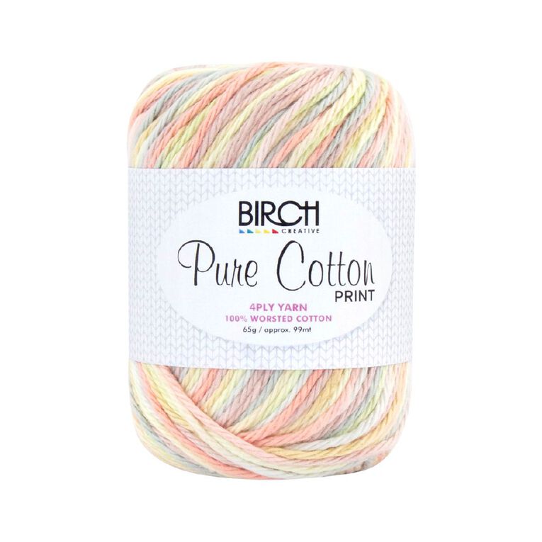 Birch Cotton Print 4Ply Worsted 100% Cotton 65G Summer Melon, , hi-res
