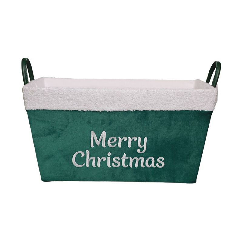 Wonderland Rectangle Basket Merry Christmas Green, , hi-res