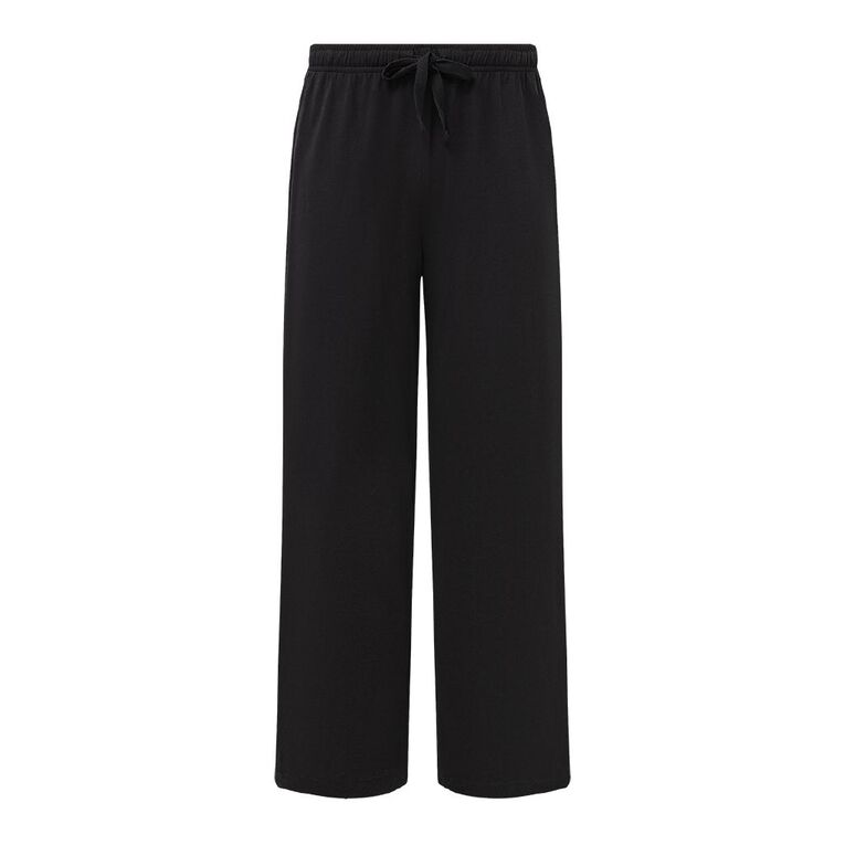 H&H Men's Knit Pyjama Pants, Black SOLID, hi-res