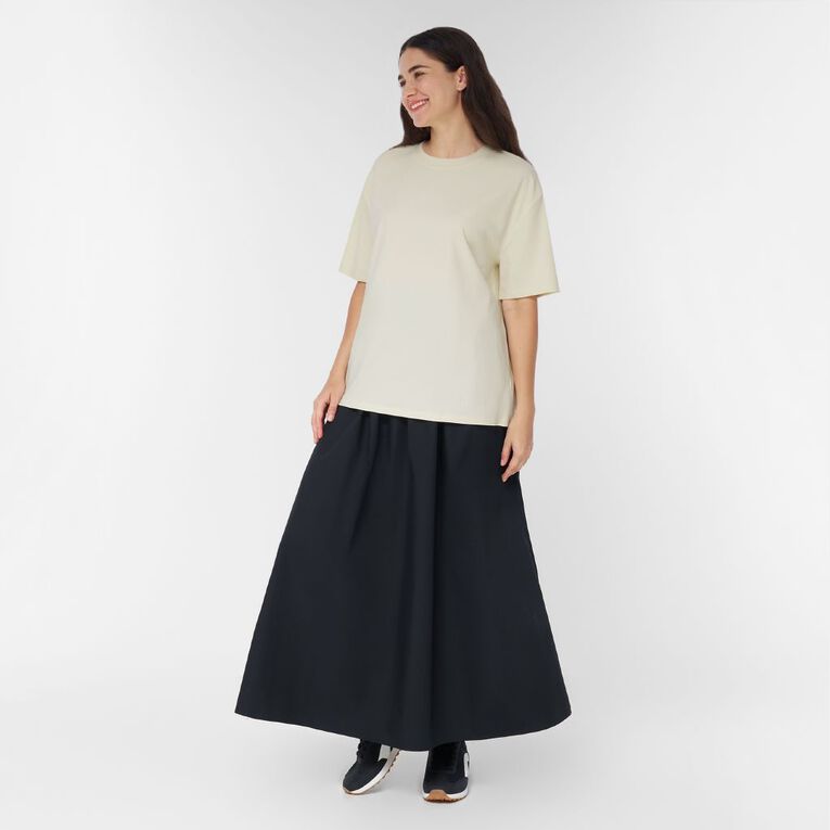 H&H Women's Short Sleeve Soft Scuba Crew, Cream, hi-res