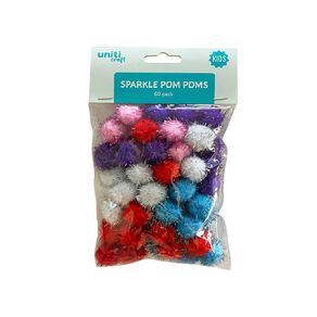 Uniti Sparkle Pom Poms 60 Pack