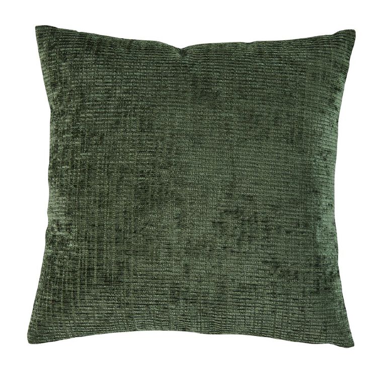 Living & Co Cushion Chenille Green Dark 45cm x 45cm, , hi-res