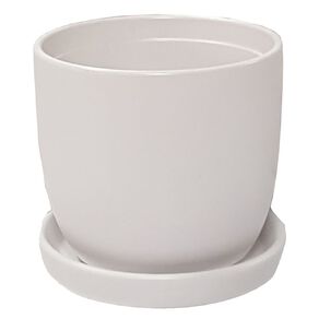 Northcote Pottery Jessa Egg White Pot and Saucer White Medium