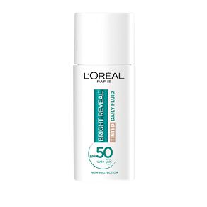 l'oreal bright reveal face moisturiser tinted spf 50 fluid medium 1 each