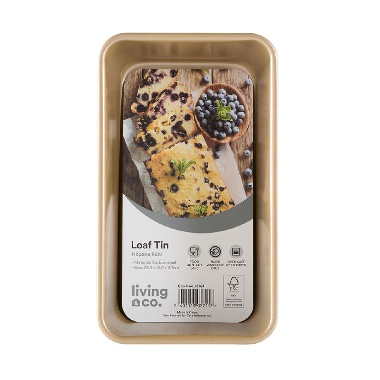 Living & Co Heavy Gauge Loaf Tin Gold, , hi-res