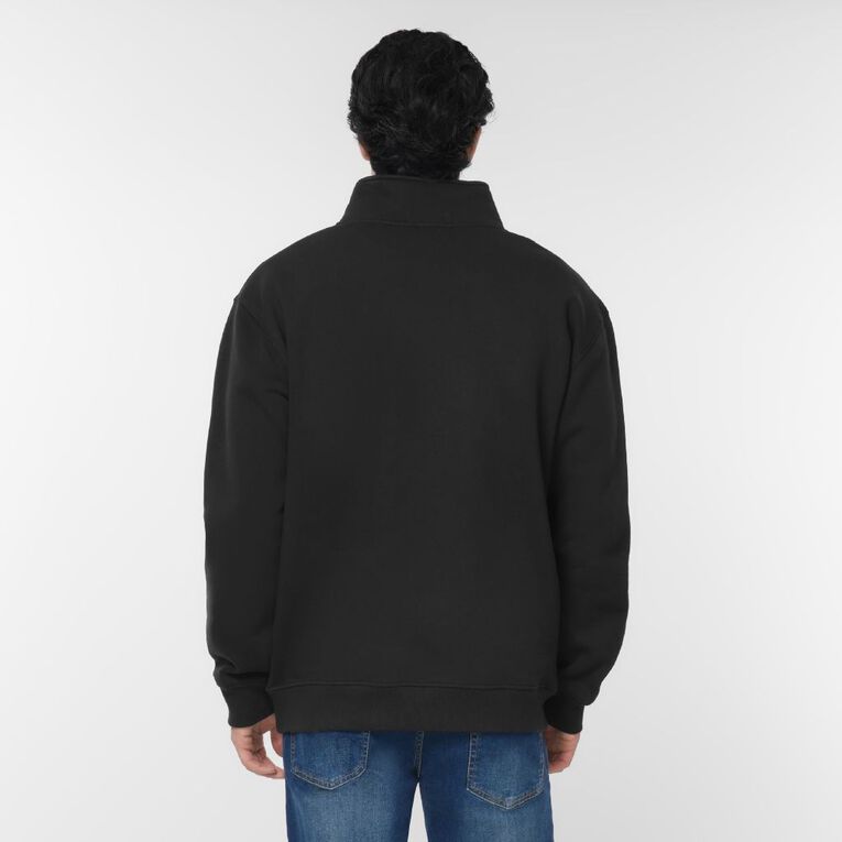 H&H Men's heavyweight Quater Zip Sweat, Black, hi-res
