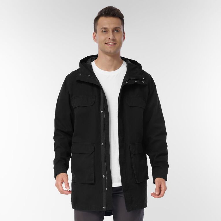 H&H Men's Hooded Parka Jacket, Black, hi-res
