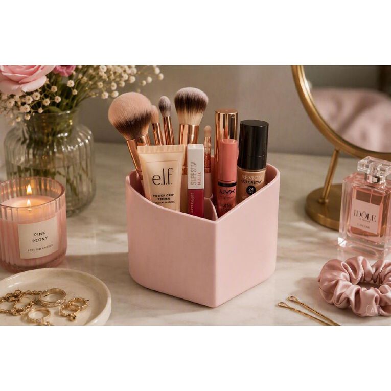 Living & Co Make Up Storage Heart Pink, , hi-res