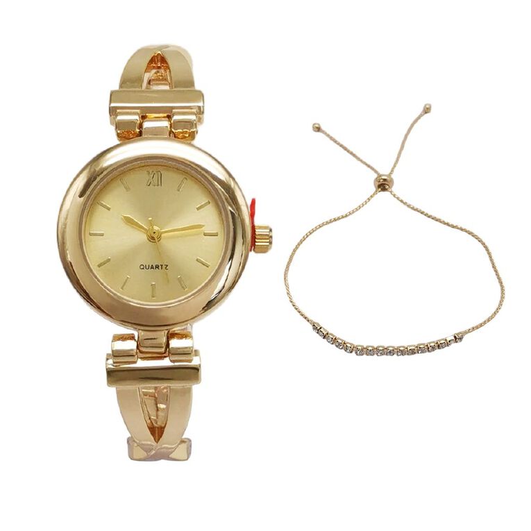 Women's Watch & Bracelet Gold Set, , hi-res