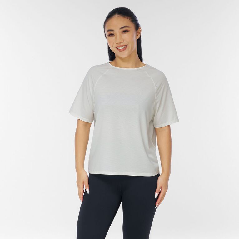 Active Intent Women's Boxy Mesh Tee, Cream, hi-res