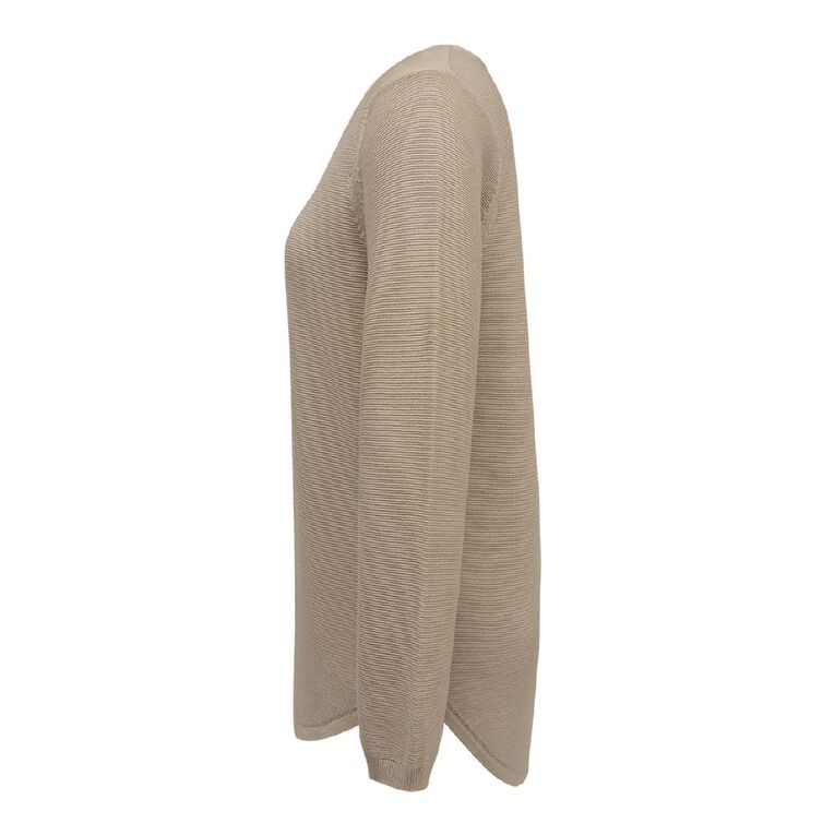 H&H Women's Long Sleeve Scoop Hem Jumper, Brown Light, hi-res