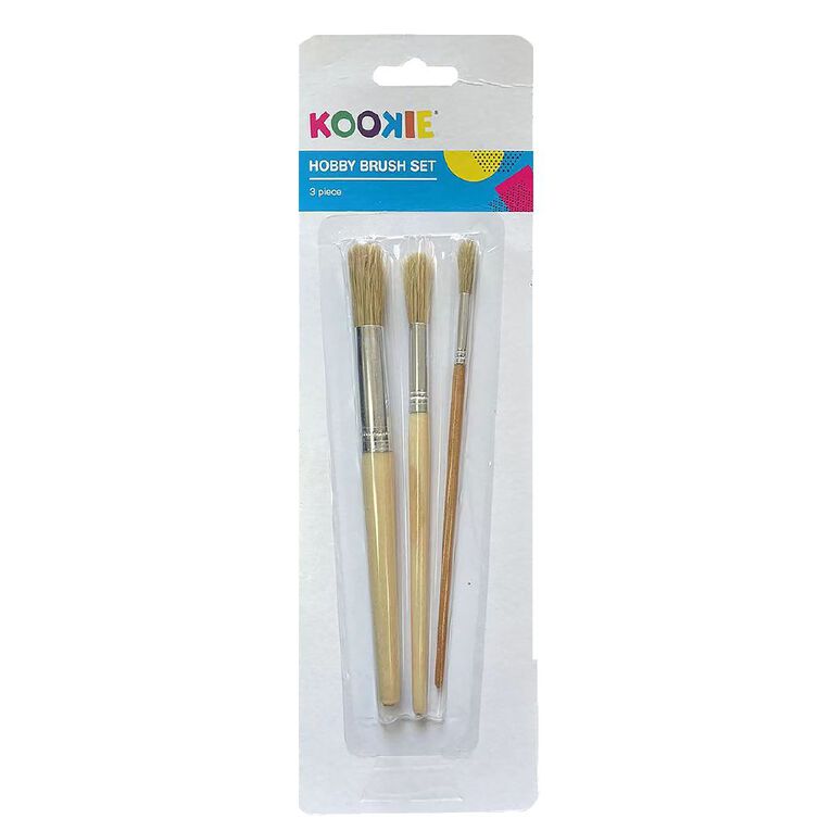 Kookie Hobby Wooden Brush Set 3 Pack, , hi-res