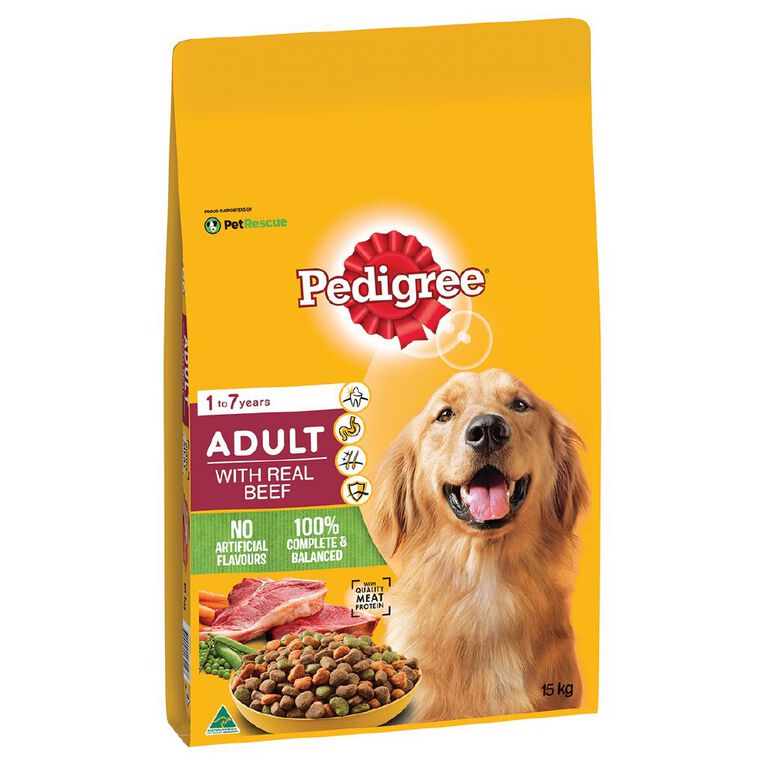 Pedigree Adult Dry Dog Food With Real Beef 15kg Bag The Warehouse