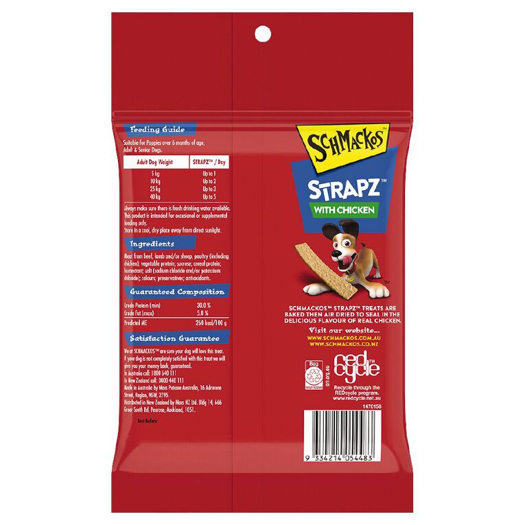 Schmackos Strapz Chicken Dog Treats 200g, , hi-res