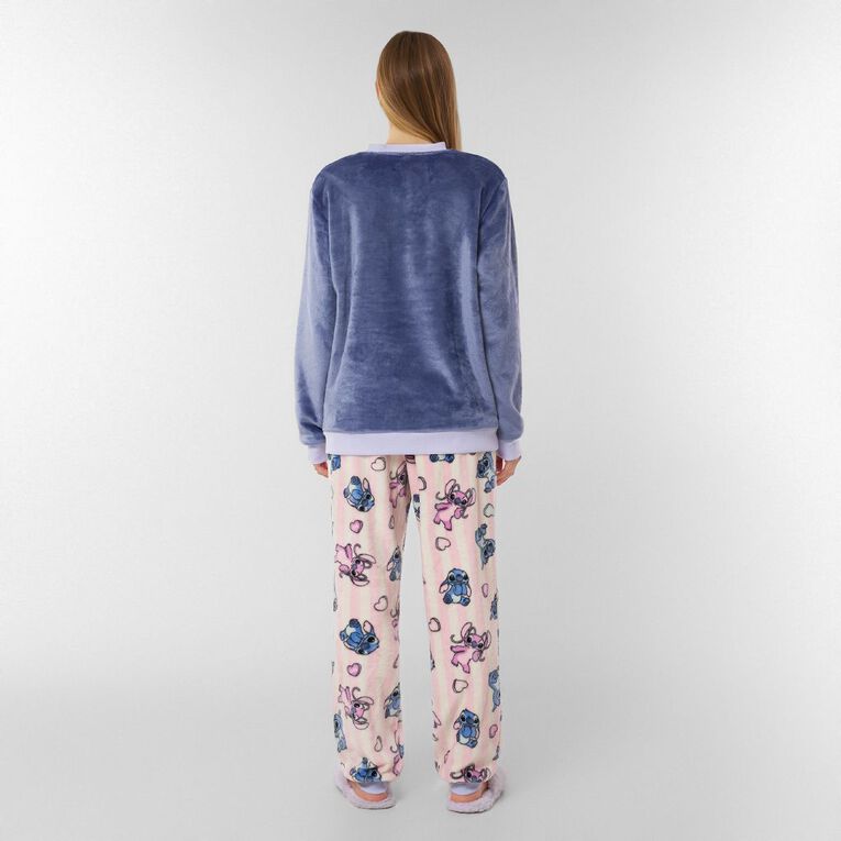 Stitch Women's Coral Fleece Pyjama Set, Blue Mid, hi-res
